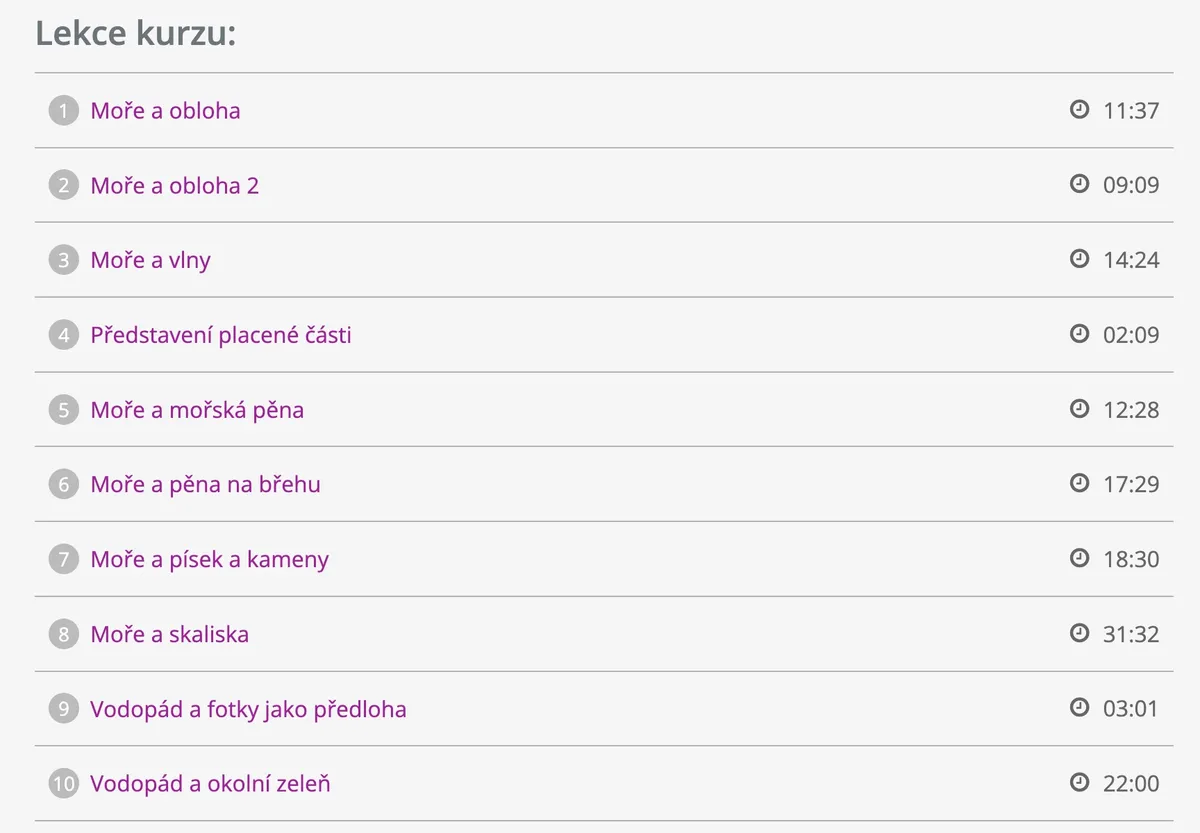 Ukázka z lekcí kurzu olejomalby Malujeme moře a vodopády