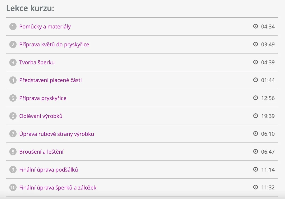 Ukázka z lekcí kurzu Tvoření z pryskyřice