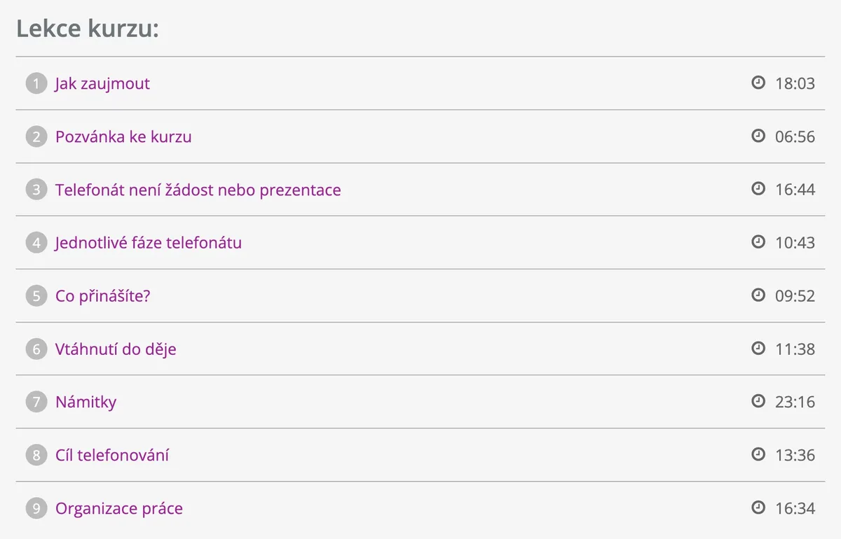 Ukázka z lekcí online kurzu Telefonování pro obchodníky