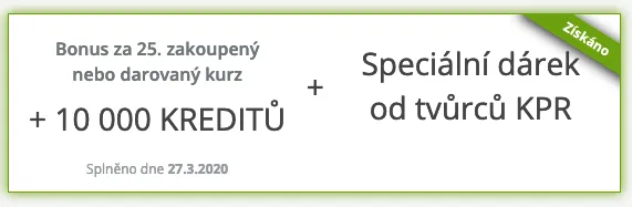 Potvrzení o získaných kreditech a slevě 90 procent na Kurzy pro radost